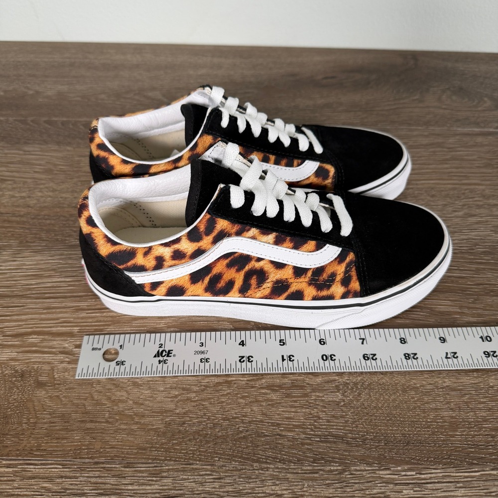Vans Old Skool Leopard Print Black Suede Low Top Skate Shoes Sneakers - Picture 8 of 9